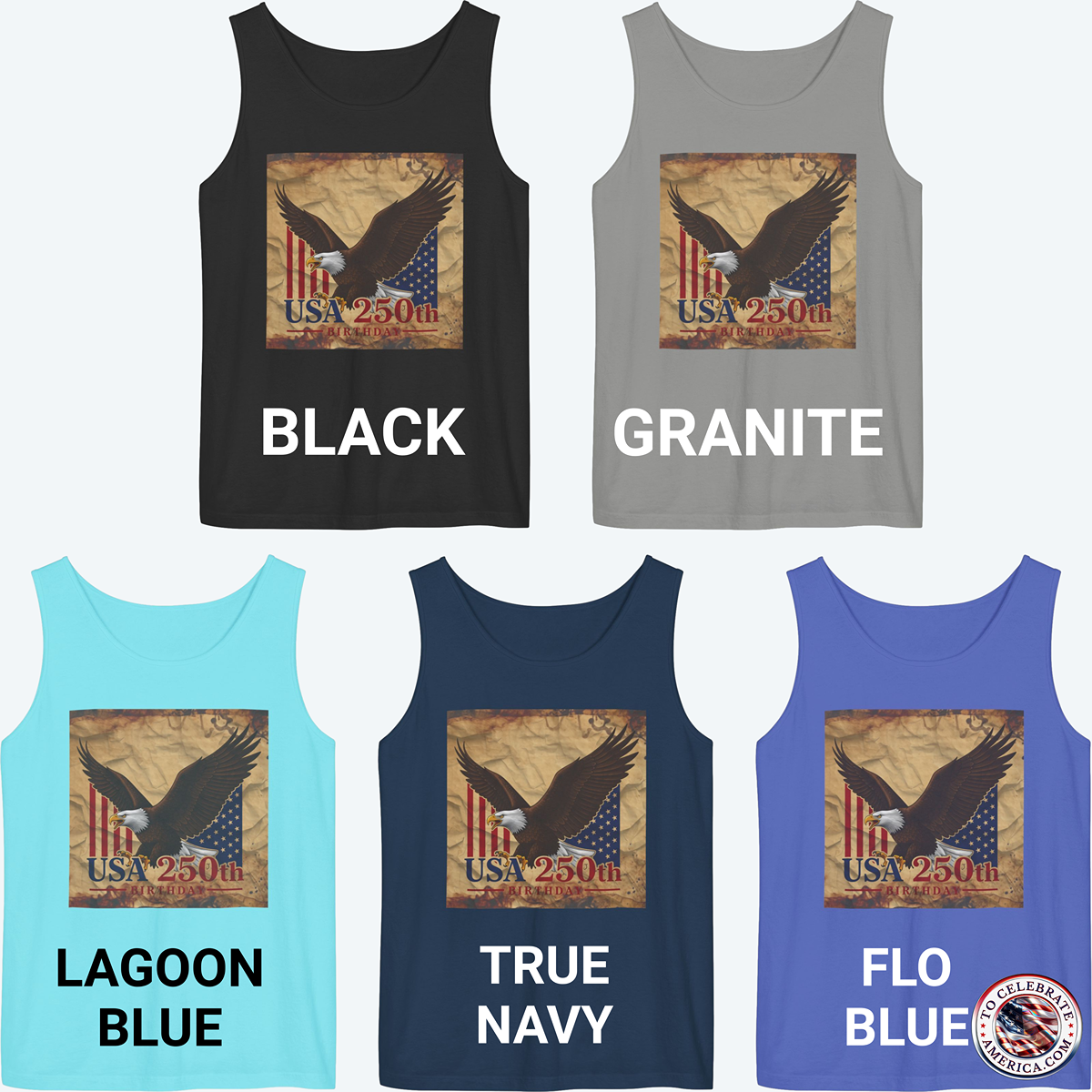 Patriotic Eagle Tank Top for Celebrating 250th USA Anniversary, Unisex Summer Tee, Independence Day Gift, Americana Apparel, Fourth of [...] - Image 4