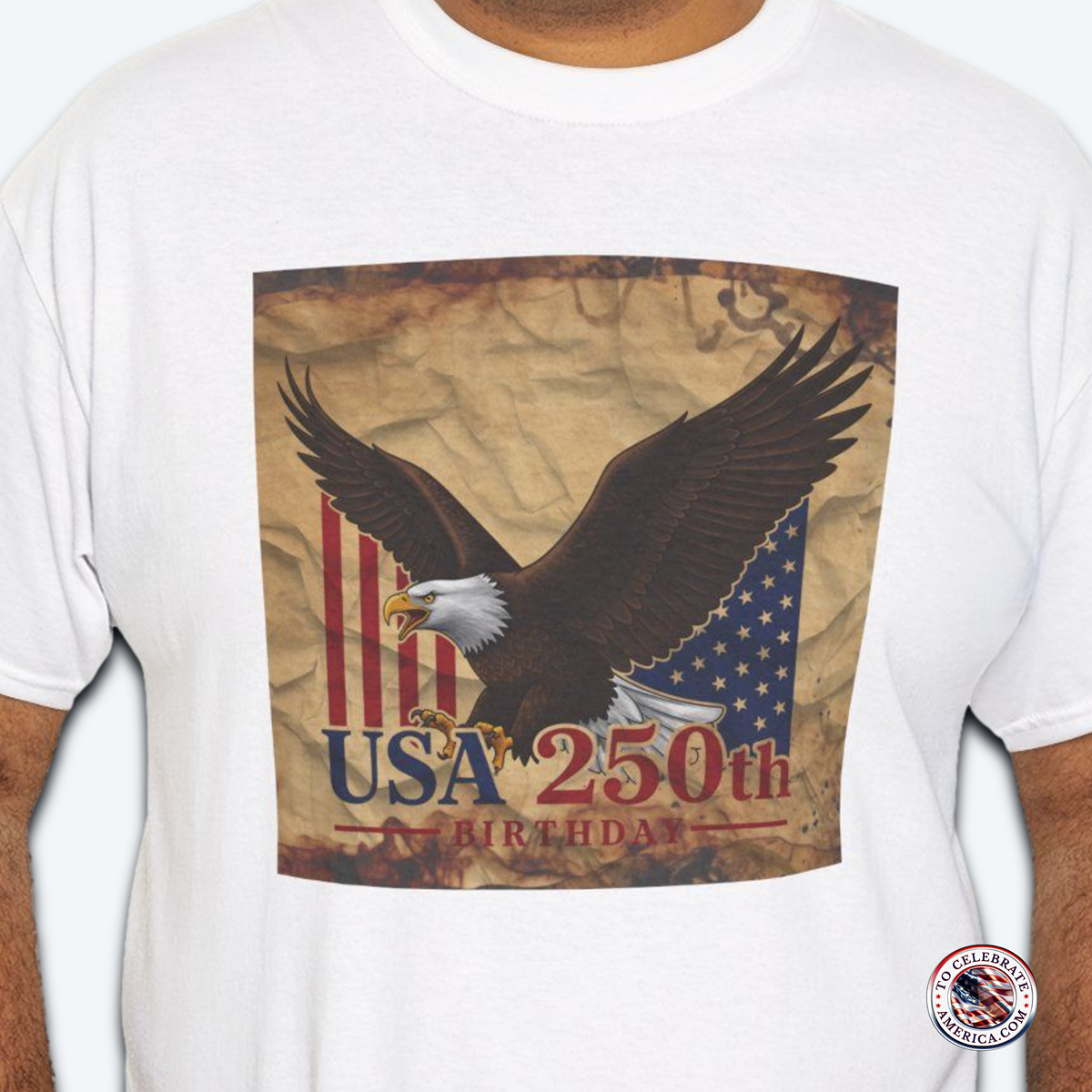 Patriotic Eagle Tee, Unisex Heavy Cotton Tee, USA Birthday Flag Shirt, Independence Day Apparel, Casual Wear, Gift for Veterans, Vintage Grunge Design - Image 3