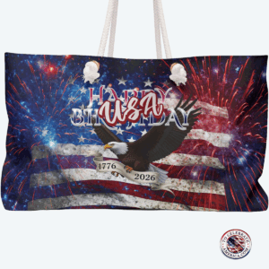 Patriotic Weekender Bag - Happy Birthday USA, Travel Tote, Independence Day, Summer Getaway, Fireworks Design, Stylish Beach Bag